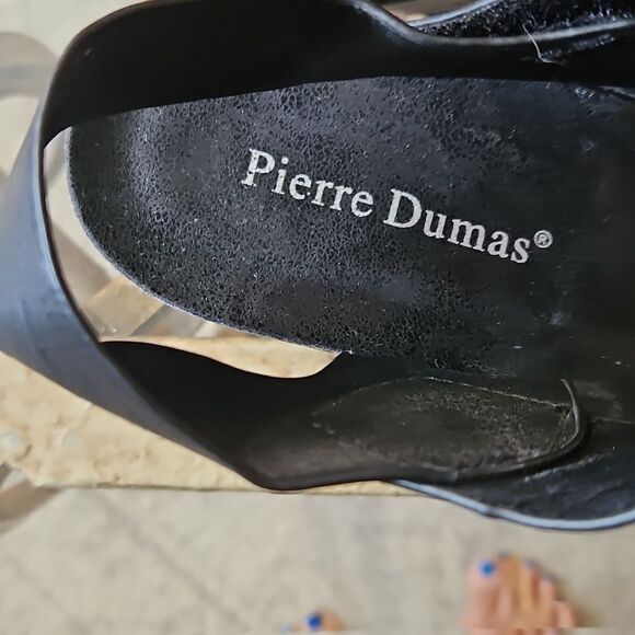 Pierre Dumas Chantal 4 Black Wedge Open Toe Sansals Size 9 - Picture 6 of 9